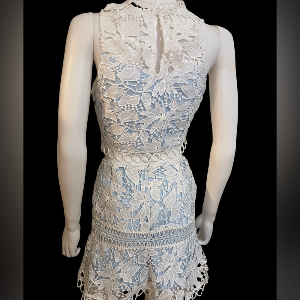 LUSH Baby Blue and White Lace Skirt and crop top! New. - Picture 3 of 13